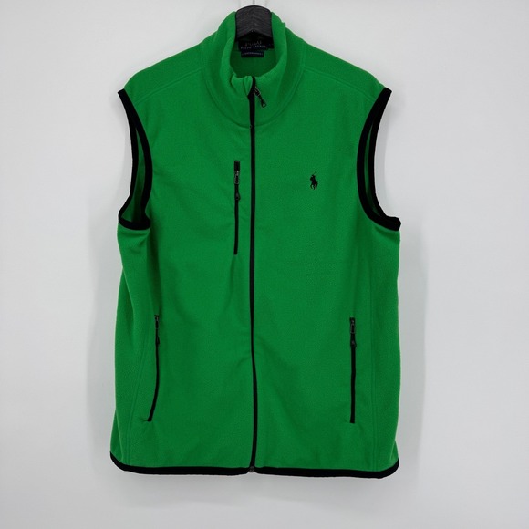 Polo Ralph Lauren Men's‎ Large Performance Green Fleece Vest Full Zip Logo Pony - Picture 3 of 8